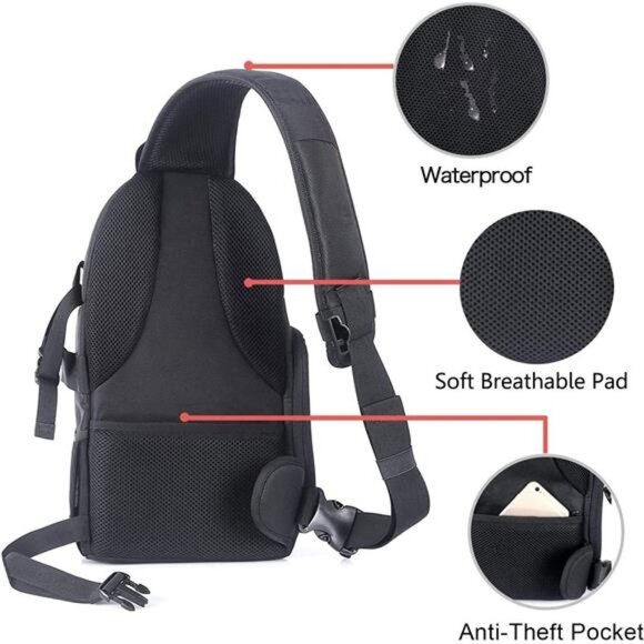Camera Sling Bag,DSLR/SLR/Mirrorless CameraCase Shockproof Photography Backpack - Picture 4 of 7